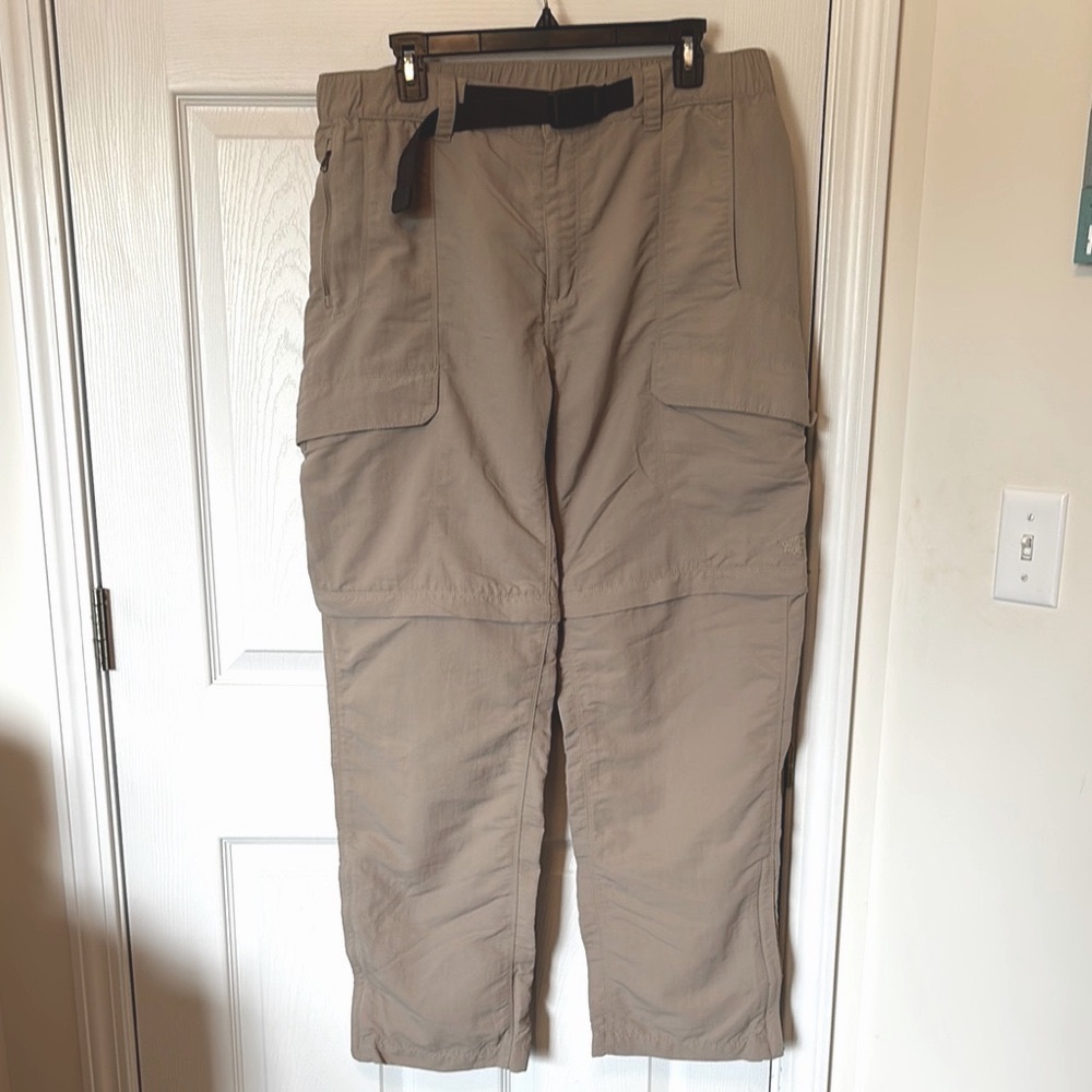 North Face Men's Tan Convertible Nylon Cargo Pants Size Large